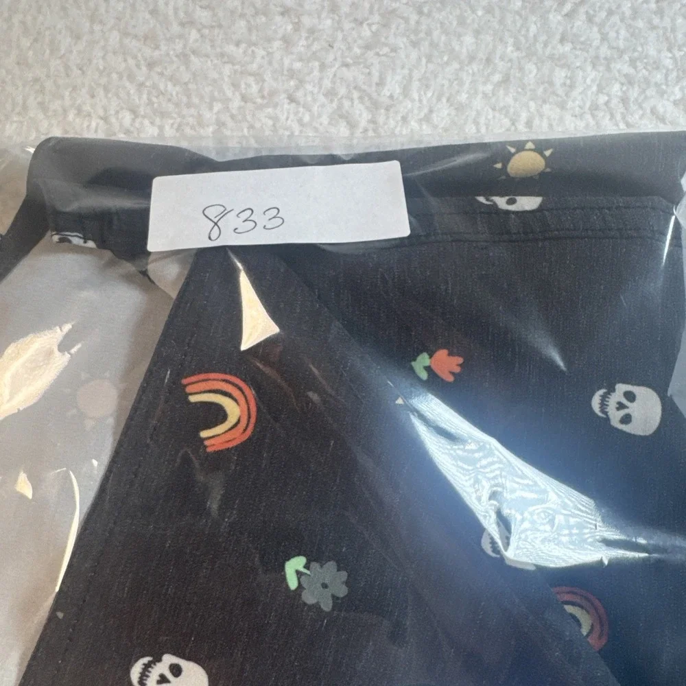 Roark Shorey Black Rainbow And‎ Skull Elastic Waist Trunks Mens L